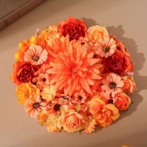 20/50Pcs Artificial Flowers Heads Autumn Orange Fake Flowers for Wedding Party Decoration Home Decor Thanksgiving Ornament