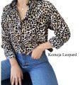KEMEJA LEOPARD OUTFIT WANITA RETRO VINTAGE. 