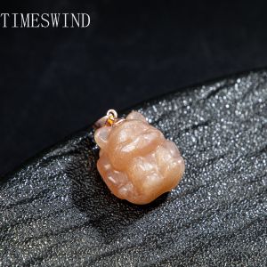 TIMESWIND Original Natural Orange Moonstone Cute Nine-Tailed Fox Pendant S925 Silver Women Necklace Fashion Jewelry with Certificate