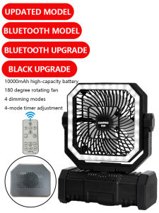 4-in-1 Multifunctional Fan with LED Light USB Outdoor Power Bank And Bluetooth Speaker—Ideal For Outdoor Camping And A Desk Fan