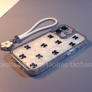 Minimalist Butterfly Knot Polka Dot Silicone Phone Case Full Cover Diamond Embedded Drip Glue Apple 16 Compatible Protection Shell