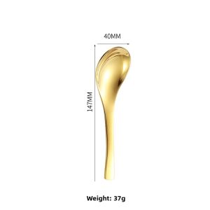 Food Grade 304 Stainless Steel Thickened Short Handle Spoon Commercially Used in Restaurants Gold Colored Soup Spoon Dessert Spoon