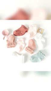 4 Pairs Baby Girls Socks Non-Slip Newborn Socks Childrens Cotton Sock Soft Breathable Spring Autumn