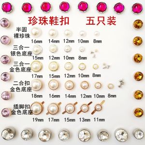 Pearl Rivets Decorative Vamp Shoe Ornament Shoe Buckle Upper Shoes Ornament Metal Accessories Womens Shoes Pearl Clipped Button Accessories Shoes