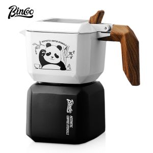 Bincoo van đôi ấm moka với bếp Ấm đun nước máy pha cà phê Espresso Bộ nồi cho gia đình văn phòng ngoài trời
