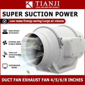 Duct exhaust fan 4/5/6/8 Inch White Circular Duct Fan 2600 Speed Strong Ventilation Fan Kitchen Range Hood Bathroom Exhaust Fan Silent Fan 220V Exhaust Duct Duct Exhaust Fan Ventilation Exhaust | Low Noise | Large Air Volume | Energy Saving | Easy Install