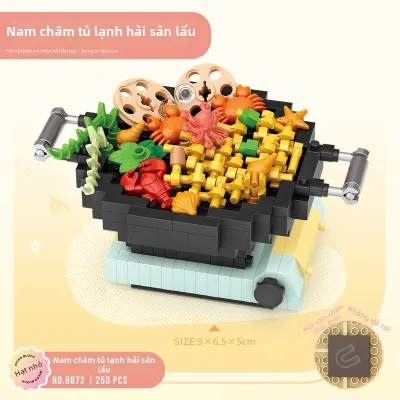 Đồ Chơi Tự Làm Nam Châm Tủ Lạnh Khối Xây Dựng Sushi Lẩu Biển và Bít Tet Trang Trí
