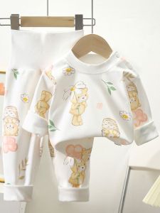 Pure Cotton High Waist Baby Boys Girls Innerwear Set Infant Toddler Autumn Clothes Home Comfortable Sleepwear Protection Belly