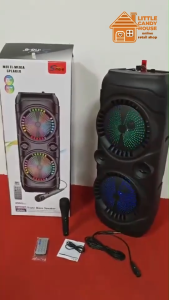 ZQS 8229W Dual 8" 40W Bluetooth Speaker Super Bass Wireless Mic Karaoke KTV Trolley Speaker with LED