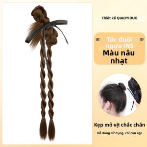 QIAOYIDUO | Tóc Giả Bện Dây Thắt Bím Tự Nhiên Đuôi Ngựa Cao Thấp Ngọt Ngào và Mát Mẻ