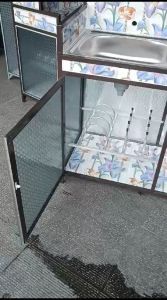 Rak Wastafel 2 pintu undak/Rak wastafel/Alumunium/free ongkir 35KM
