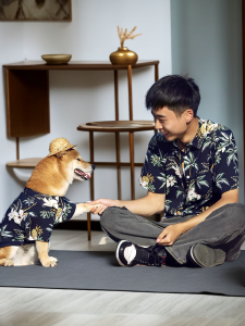 Dog and Owner Same Clothes Parent-Child Clothes Adult Pet Cat Large Dog Shiba Inu Teddy Spring and Autumn Summer