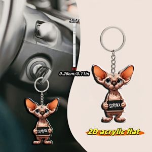 other | Cute Dumb Cat 2D Flat Keychain Fashion Pet Pendant for Car Key & Backpack Bag Decor Perfect Festival Party Gift for Pet Lovers