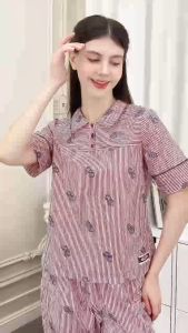 Bộ dài nữ ngắn tay B693 Tvm Luxury Homewear chất liệu kate nhật có độ co dãn nhẹ