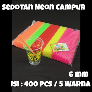 Sedotan Plastik Campur Warna ANGEL 6 mm Isi 400 Pcs / Sedotan Warna Warni