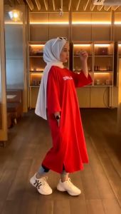 Midi Dress Terbaru 2023 DM3 MIDI KAOS KATUN COMBED 24s APK SABLON Long Tunik Jumbo Ld 120 Bahan Adem