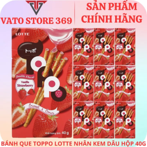 Bánh que LOTTE TOPPO nhân kem dâu hộp 40g