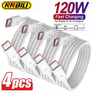 NNBILI 4Pcs 120W USBC Phone Cable For Huawei iPhone 16 15 17 Pro Fast Charging Type-C Charge Cables USB C to Type C Data Line 1M