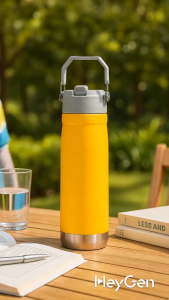 Ly Giữ Nhiệt Quai Xách 600ml Inox 304 Mẫu Mới Sơn Nhám Chống Trầy Kèm Ống Hút Tiện Lợi