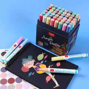Guangna 12/24/36/48 Morandi Màu Acrylic Brush Đá Đá gốm sứ Thủy tinh Gỗ Canvas Bút đánh dấu acrylic DIY để làm thẻ
