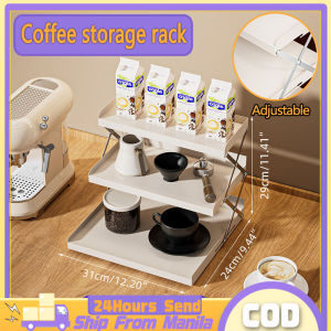 Multifunctional Coffee Syrup Rack Organizer Desktop Display Rack Seasoning Shelf Condiment Storage Rack For Home Kitchen Office Adjustable Coffee Rack Organizer Shelf For Bar Folding Cup Rack Organizer For Counter Countertop