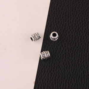 Tibetan Silver Straight Barrel Beads Receptacle Spacer Bracelet Necklace Vintage Silver Jewelry DIY Handmade Jewelry Accessories Silver Small Pendant