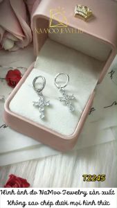 Bông Tai Dài T2245 Hình Thập Giá Thời Trang Mạ Bạc Đính Đá Cho Các Nàng