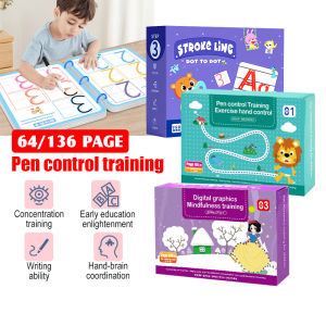 Kid Magical Tracing Workbook with Erasable Pen Control Educational Toy Drawing Thinking Dot To Dot Writing Practice Word Sticker Exercise Card Book
