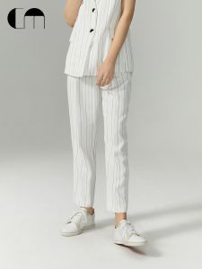 Summer Versatile Slim-fit Striped High-waisted Tapered Pants