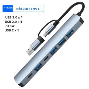 Cổng Kết Nối Đa Năng 7 Trong 1 USB Hub Type-C Sang USB 3.0 HDTV Dành Cho MacBook Pro Điện Thoại Xiaomi Máy Tính Bảng - Truyền Dữ Liệu & Sạc Nhanh Tương Thích