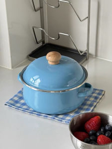 Vintage Enameled Small Pot Suitable For Induction Cooking