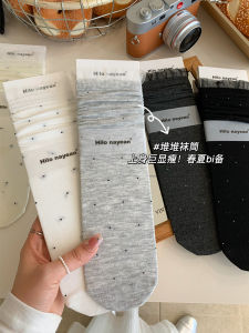 ถุงเท้าผู้หญิงลายจุดกลางน่องระบายอากาศได้ดี ถุงเท้าผู้หญิงลายดอกไม้สไตล์บัลเล่ต์สีขาว ถุงเท้าทรงหัวเข็มขัดยาว ถุงเท้าแฟชั่นฤดูใบไม้ผลิและฤดูใบไม้ร่วง