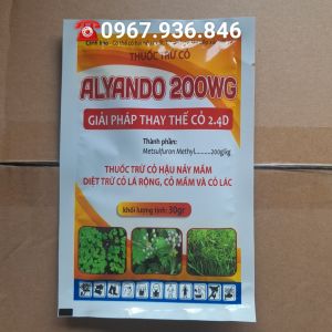 Thuốc trừ cỏ Alyando 200wg thay thế cỏ 2.4D Gói 30gThuốc Đặc Trừ Cỏ Còi Có Lác Cỏ Lá Rộng Có Chọn Lọc Nông Nghiệp AGRIHG