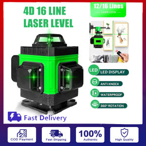 【free get】12/16 Line 4D Laser Level Green Light Self-Leveling 360° Rotary Cross Auto Measuring Tool Laser leveling tool/pengukur lezer