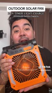 Solar Fan Camping Fan with LED Lantern 20000mAh USB Rechargeable Battery Operated Portable 90° Folding Desk Fan with Timer Power Bank