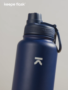 [p49 Name Engraving] Keepe Flask Premium Denim Blue Insulated Tumbler Stainless Steel Vacuum Water Bottle Portable with Handle and Silicone Boot 22oz/32oz/40oz