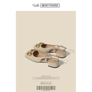 รองเท้าแตะ Mary Jane สำหรับผู้หญิง ทรงหัวเหลี่ยม หัวเข็มขัดเชือกผูก รองเท้าส้นกลาง ทรงนางฟ้า รองเท้าแฟชั่นฤดูร้อน รองเท้าส้นแบน