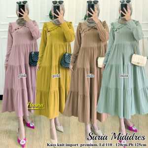 Dress midi suria - kaos knit import premium LD 110 - 120 PB 125
