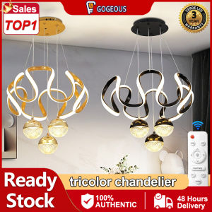 GOGEOUS creative chandelier modern design hanging light Tri-color Dimming Minimalist Nordic chandelier light drop lights LED pendant lights for living room dining room loft decorative fixture