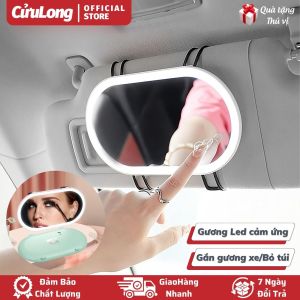 Gương Trang Điểm Đèn Led cầm tay để bàn gắn kính xe ô tô cảm ứng chỉnh độ sáng