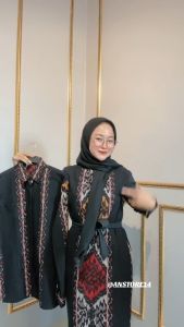 Kartini Dress Couple Tenun Kondangan Prewedding Hitam - Set Baju Tenun Pasangan ANSTORE14