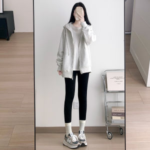 Grey Sharkskin Yoga Pants Womens High Waist Slimming Outerwear Warm Tights Elastic Fitted Base Layer Pants Autumn Winter