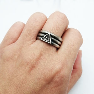 Masonic Scottish Rite 33 Degree Band Standard Silver Ring Vintage Color