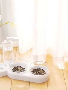 Doge&Orange พร้อมส่ง ชามอาหารสัตว์เลี้ยง ชามอาหารสุนัข ชามอาหารแมว ให้ทั้งอาหารและน้ำ ชามอาหารแบบคู่ แยกอาหารได้ COD MIP173