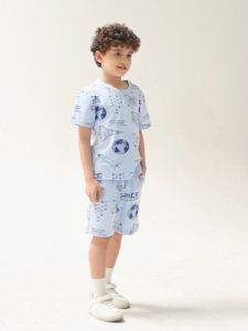 Set bộ hè bé trai Bigfox Miss Meow cộc tay chất cotton xuất Hàn in phi thuyền size đại 3691011 tuổi 30kg 40kg 1905