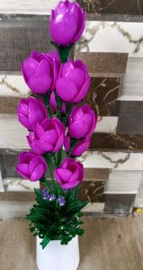 bunga hias akrilik tulip vas metalik