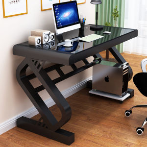Economic Glass Computer Desk Home Bedroom Student Study Writing Table Simple Modern Style Metal Frame Non-Folding Desktop