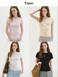 Fano | Áo Thun Cổ Tròn Tay Ngắn Slim Fit Màu Hồng