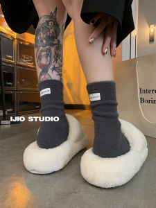 Tất Ống Giữa Dày Dặn Bằng Vải Nhung Australia Màu Trơn Thoải Mái Ấm Áp Cho Nữ Nhiều Màu Sắc Đa Năng Tất Ống Giữa