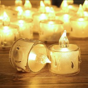 Flameless LED Light Candle LED Crystal Candle Light Transparent Shell Electronic Night Lamp Dating Party Holiday Home Decoration